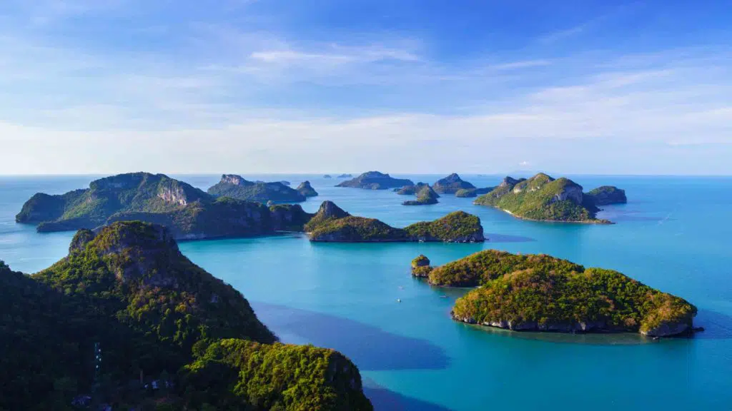 Bird eye view of Angthong national marine park - koh Samui - Suratthani