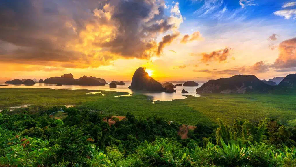 Samet Nangshe viewpoint at sunrise in Phang nga