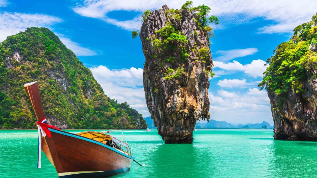 James Bond island with longtail boat