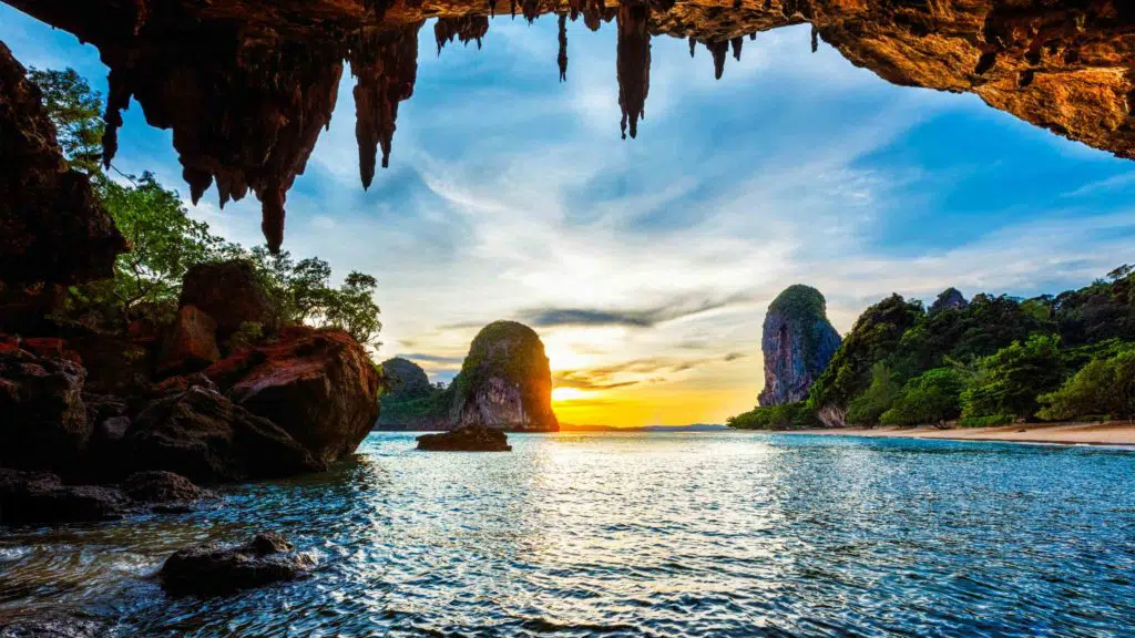 Panoarma of Pranang beach on sunset Railay Krabi