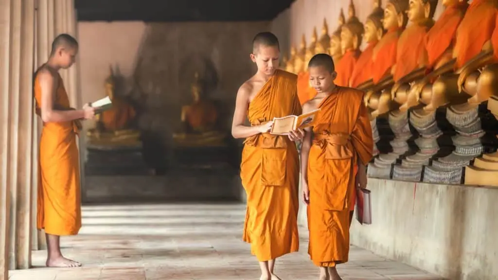 Novices at Ayutthaya Historical Park shutterstock